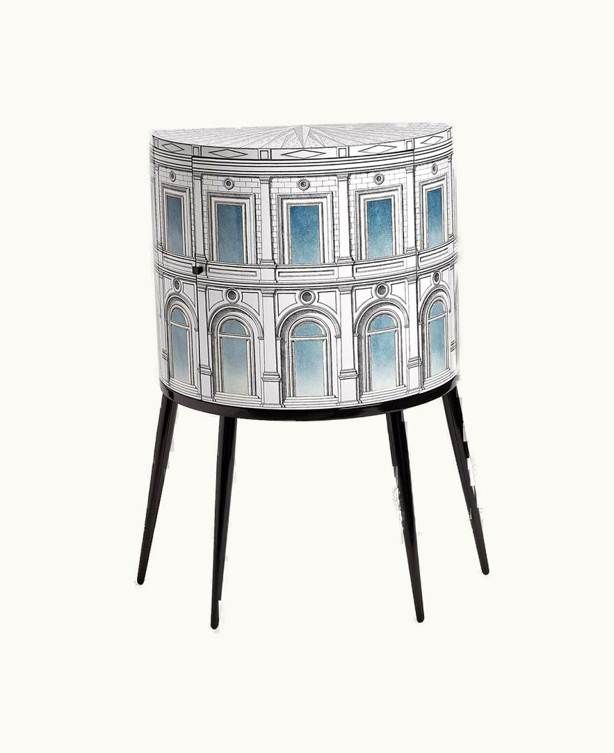 Fornasetti Fornasetti Console Architettura Celeste In White / Black / Blue