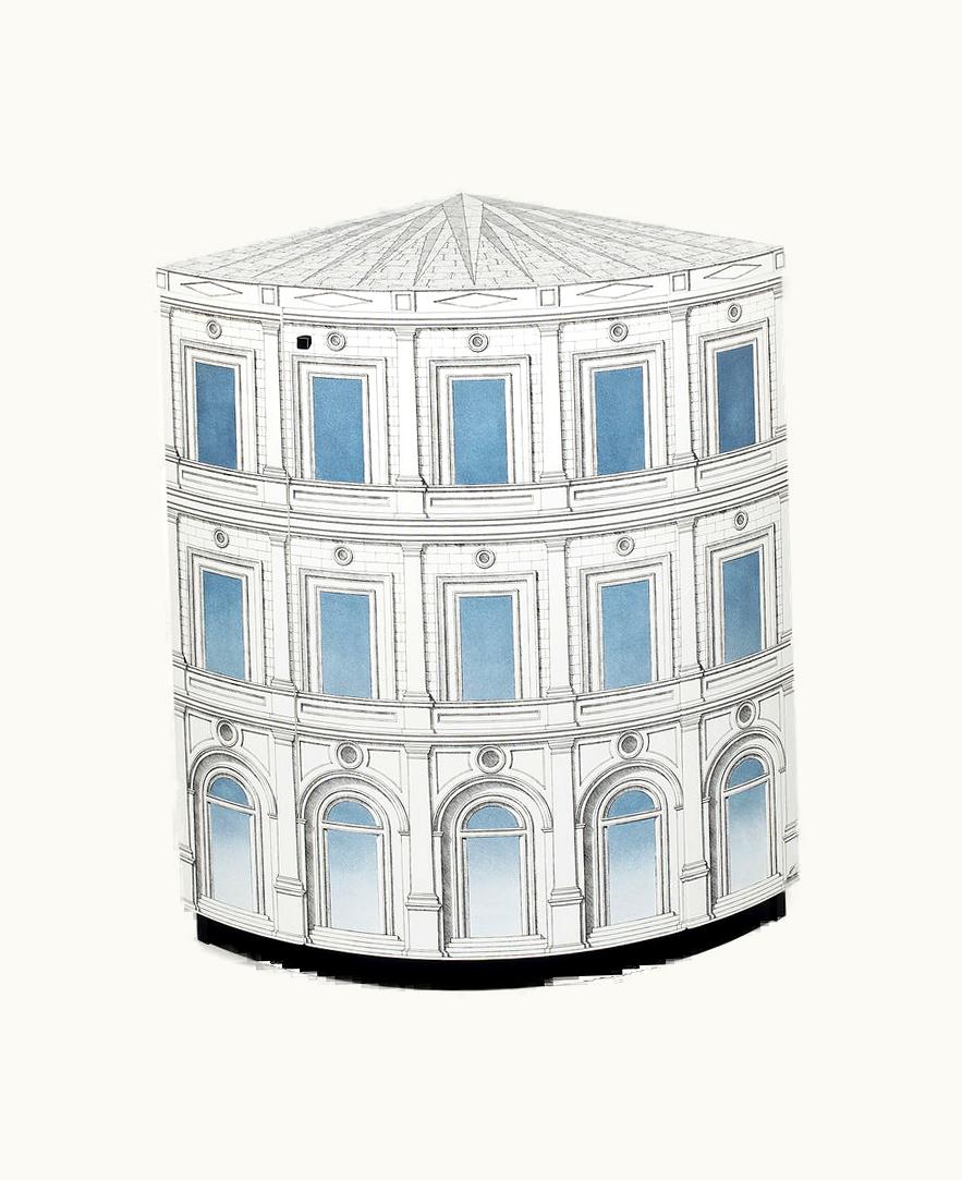 Fornasetti Fornasetti Corner Cabinet Architettura Celeste In White / Black / Light Blue