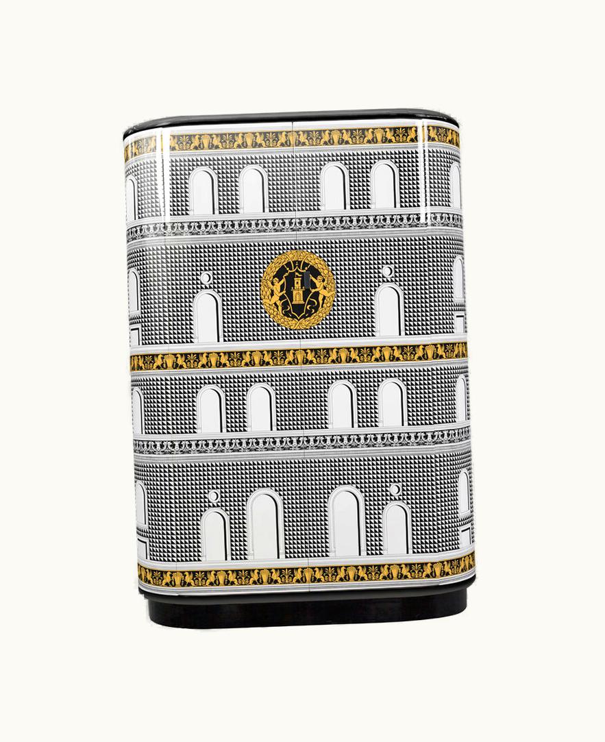 Fornasetti Fornasetti Curved Cabinet Facciata Quattrocentesca In White / Black / Yellow