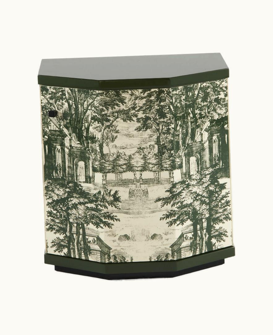 Fornasetti Fornasetti Night Stand Polyhedric Giardino Settecentesco In Green / Ivory M48Y128BNFOR23VER