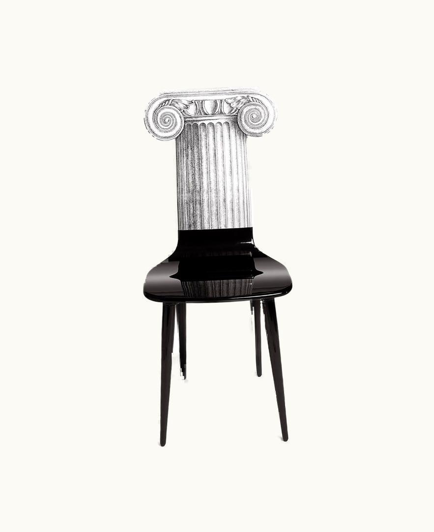 Fornasetti Fornasetti Chair Capitello Jonico In White / Black