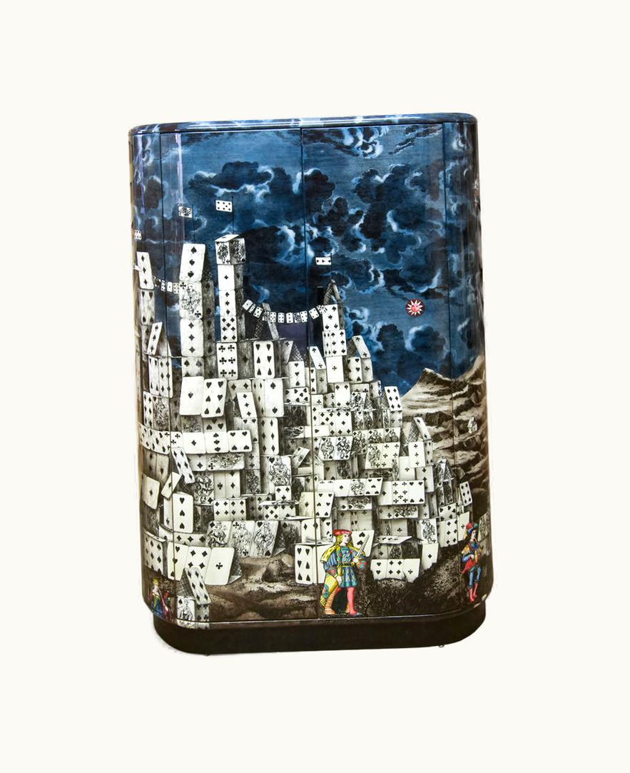 Fornasetti Fornasetti Curved Cabinet Città Di Carte In Multicolour