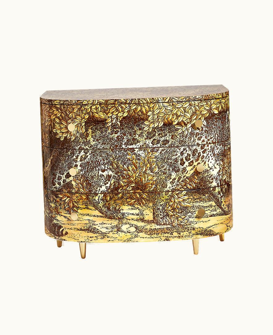 Fornasetti Fornasetti Curved Chest Of Drawers Leopardo In Multicolour