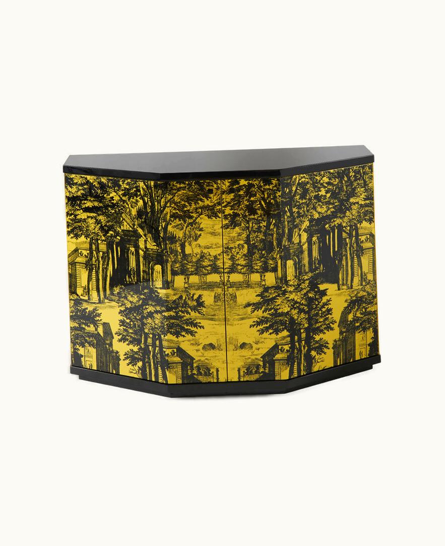 Fornasetti Fornasetti Small Cabinet Polyhedric Giardino Settecentesco In Black / Yellow M38Y133BNFOR23GIA