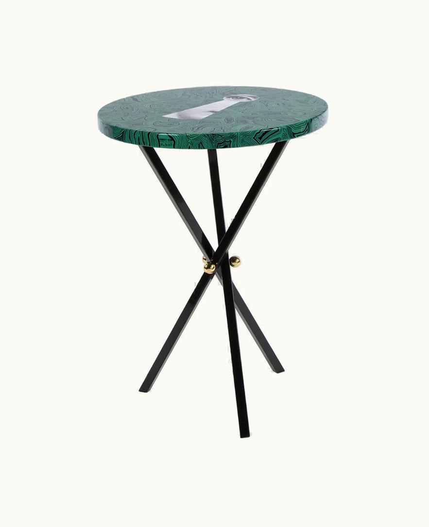 Fornasetti Fornasetti Coffee Table Serratura Su Malachite In Green / White / Black
