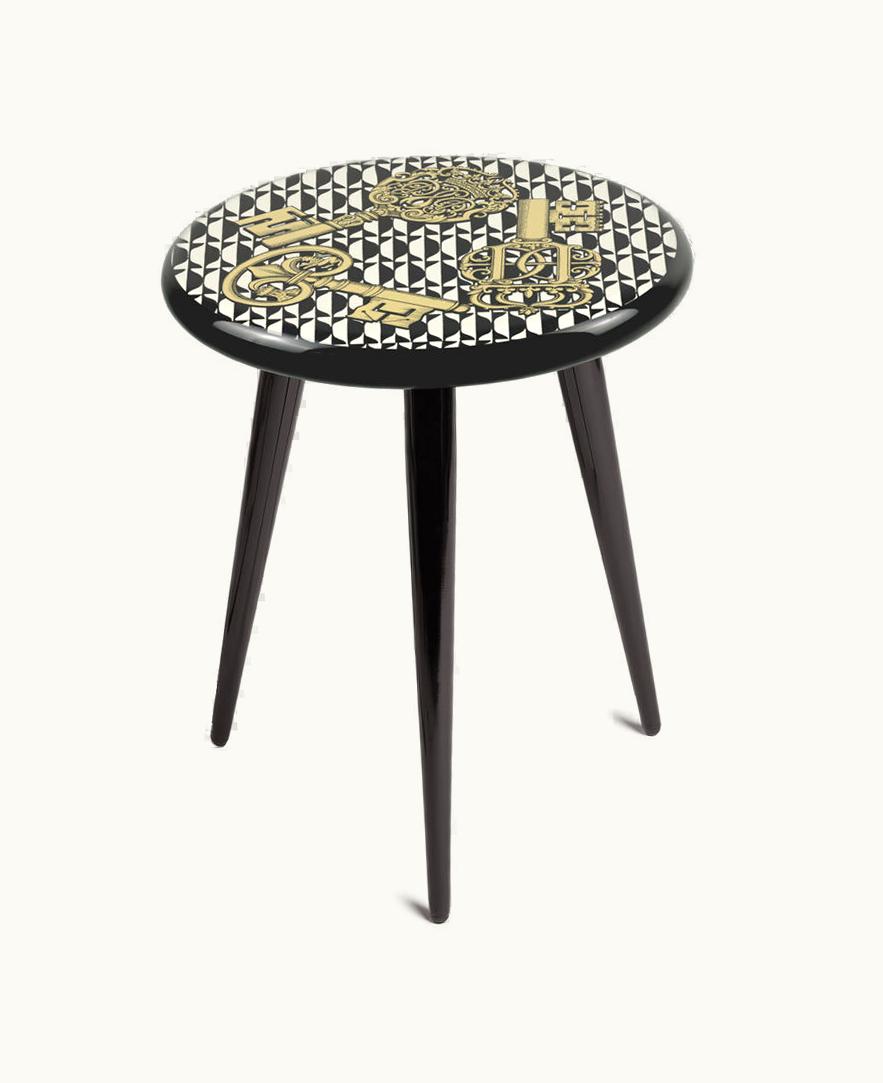 Fornasetti Fornasetti Stool Chiavi E Losanghe In White / Black / Gold
