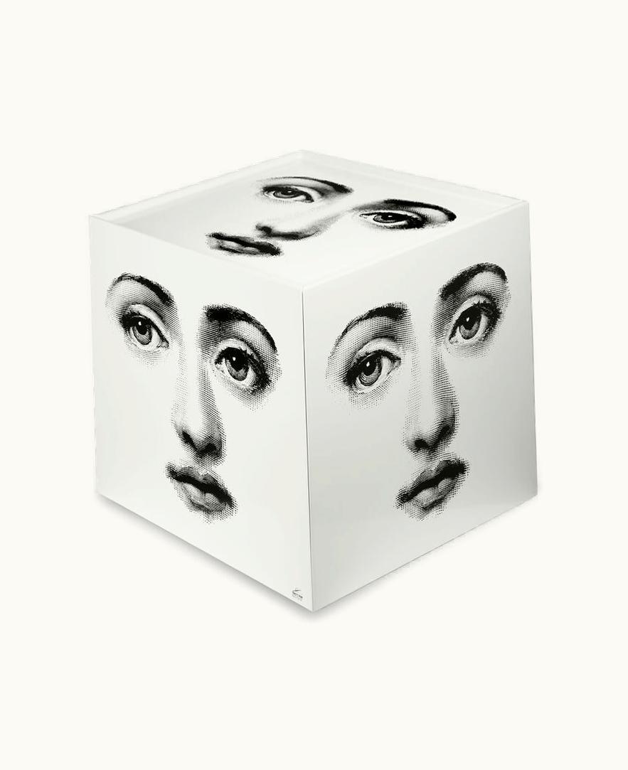 Fornasetti Fornasetti Cube With Drawer Viso In White / Black