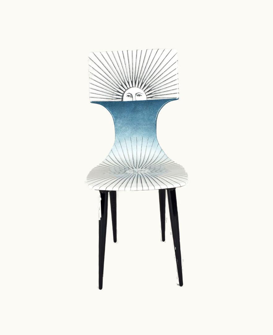 Fornasetti Fornasetti Chair Sole In White / Light Blue / Black