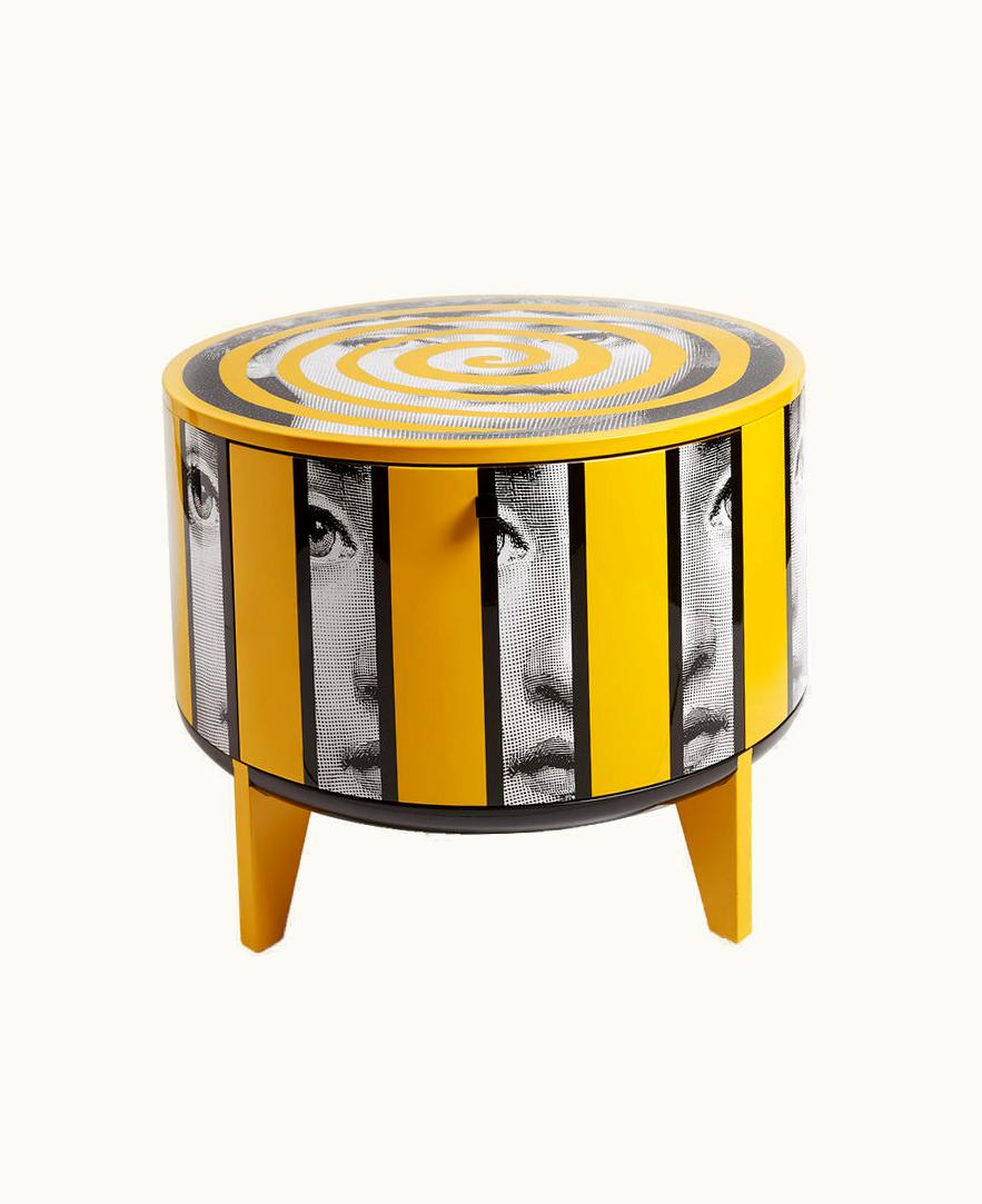 Fornasetti Fornasetti Tamburo Table Rigalina In White / Black / Yellow