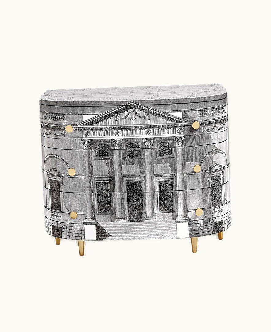 Fornasetti Fornasetti Curved Chest Of Drawers Palladiana In White / Black