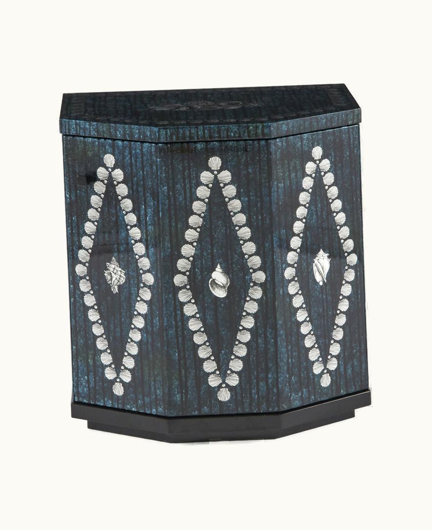 Fornasetti Fornasetti Night Stand Polyhedric Giro Di Conchiglie In Silver / Blue M48Y134BNFOR23BLU