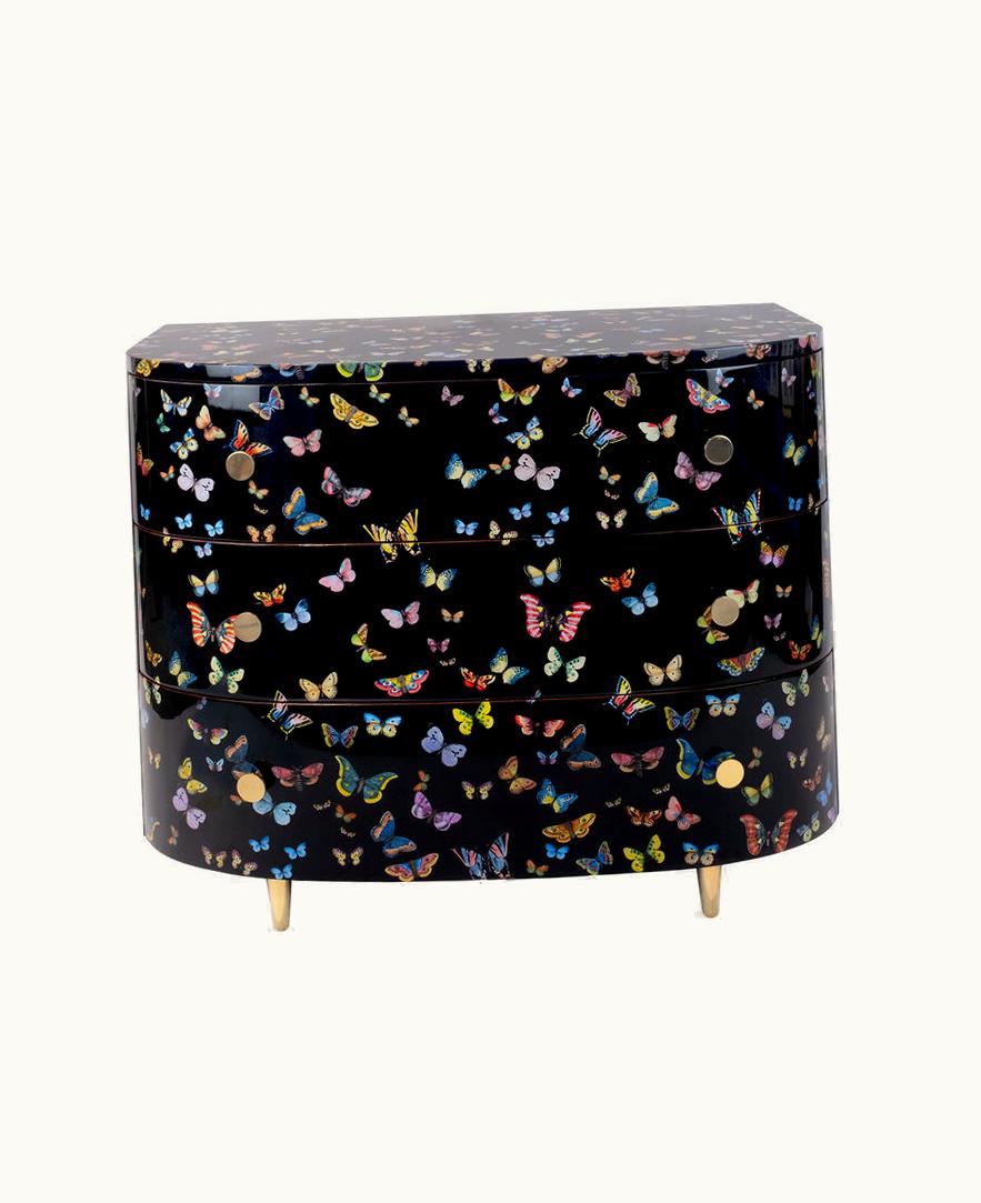 Fornasetti Fornasetti Curved Chest Of Drawers Farfalle In Multicolour