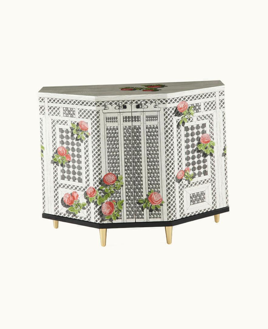 Fornasetti Fornasetti Small Cabinet Polyhedric Musciarabia Con Rose In Multicolour M38Y044POFOR23ROS