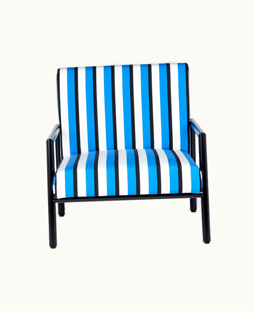 Fornasetti Fornasetti Outdoor Armchair Rigato In Turquoise / White / Black