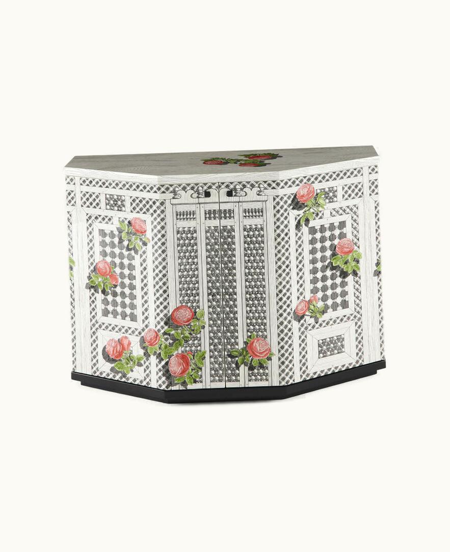 Fornasetti Fornasetti Small Cabinet Polyhedric Musciarabia Con Rose In Multicolour M38Y044BNFOR23ROS