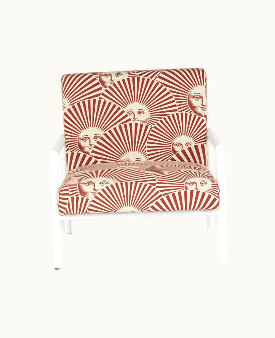 Fornasetti Fornasetti Outdoor Armchair Soli A Ventaglio In Rust / Ecru / White