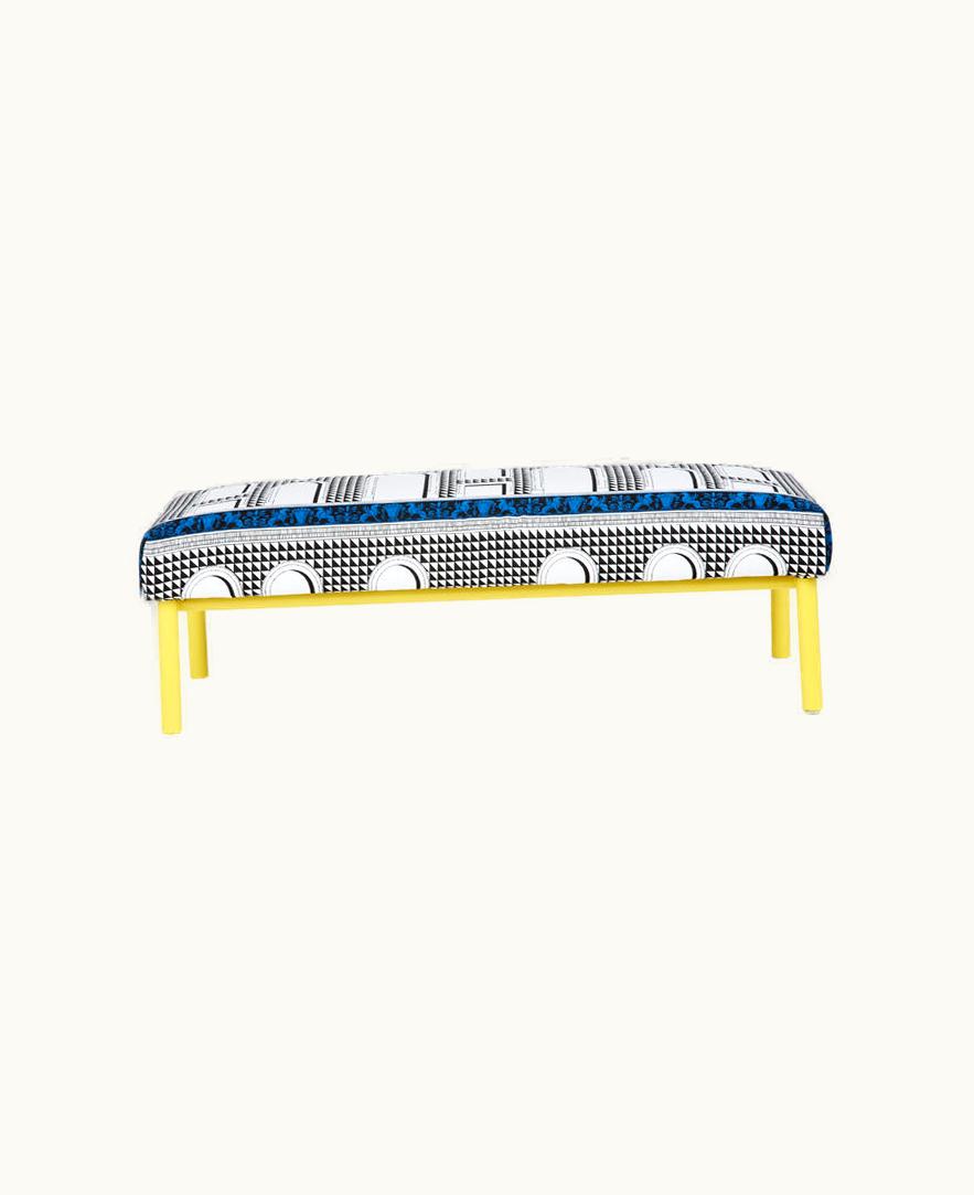 Fornasetti Fornasetti Outdoor Bench Facciata Quattrocentesca In White / Black / Yellow