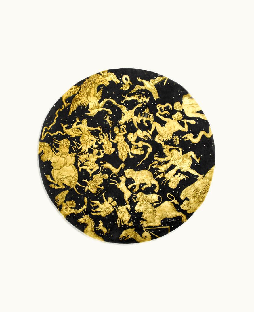 Fornasetti Fornasetti Rug Emisfero Occidentale In Black / Gold