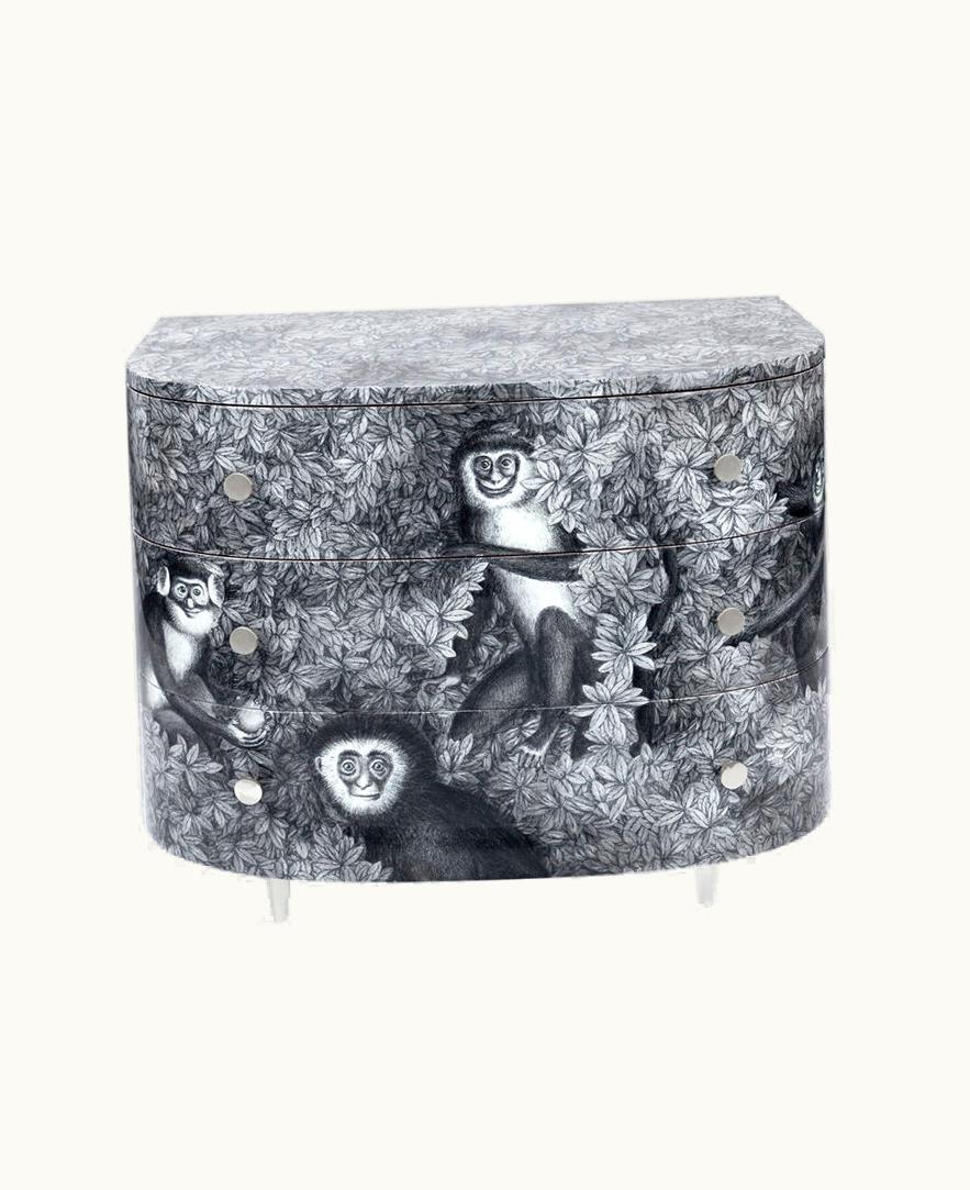 Fornasetti Fornasetti Curved Chest Of Drawers Scimmie In Multicolour