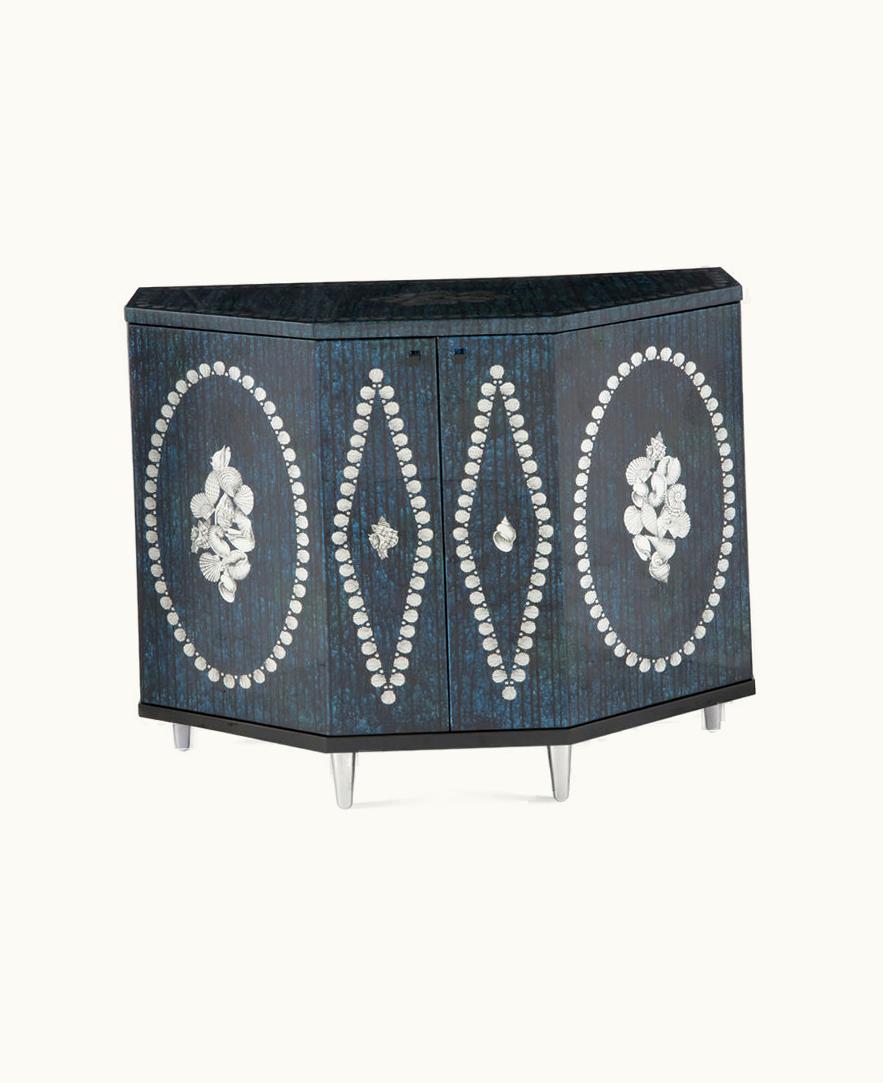 Fornasetti Fornasetti Small Cabinet Polyhedric Giro Di Conchiglie In Silver / Blue M38Y134PCFOR23BLU