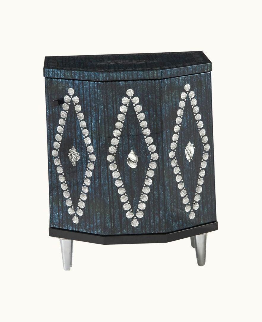 Fornasetti Fornasetti Night Stand Polyhedric Giro Di Conchiglie In Silver / Blue M48Y134PCFOR23BLU