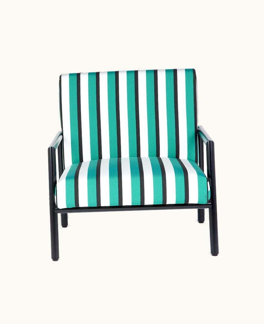 Fornasetti Fornasetti Outdoor Armchair Rigato In Green / White / Black
