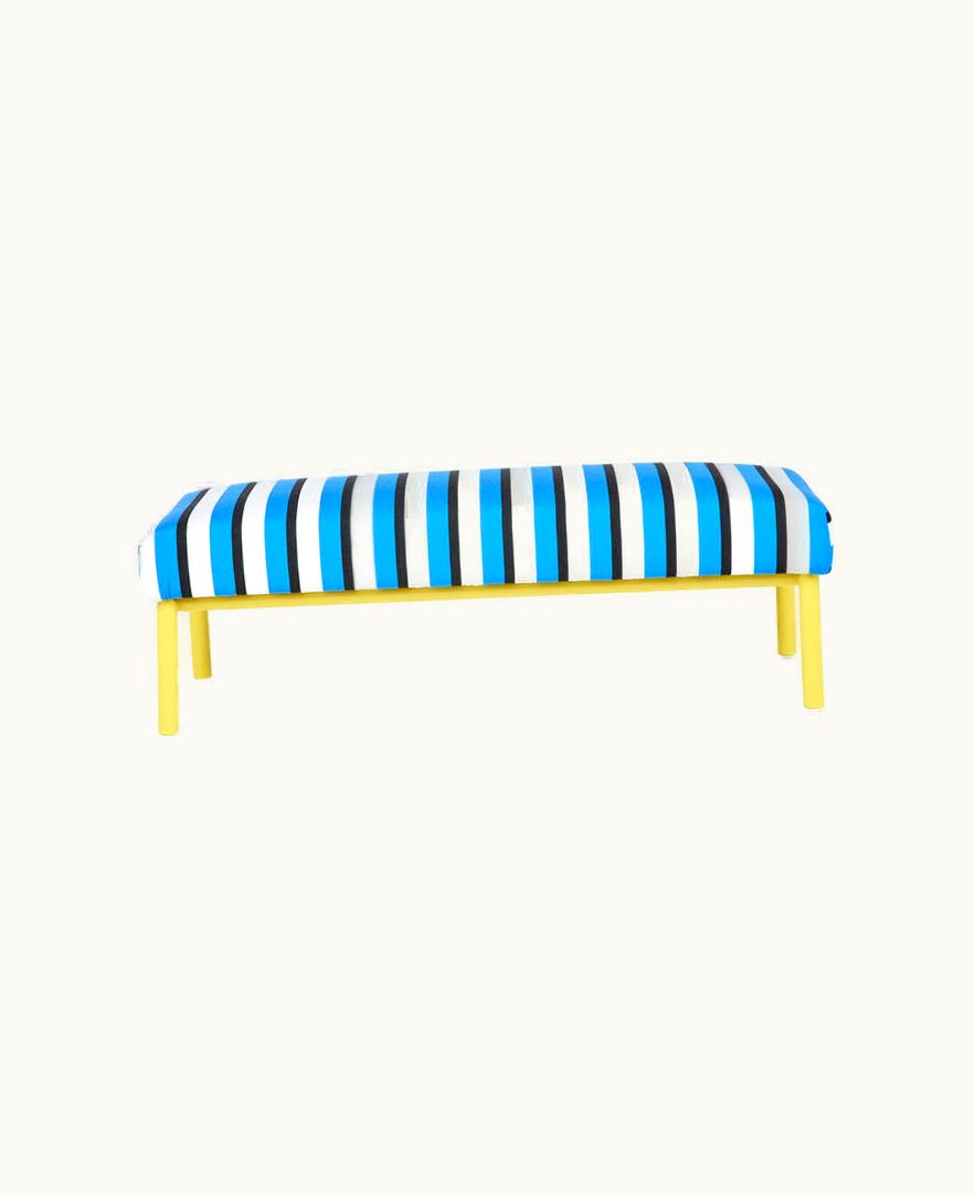 Fornasetti Fornasetti Outdoor Bench Rigato In Turquoise / White / Yellow