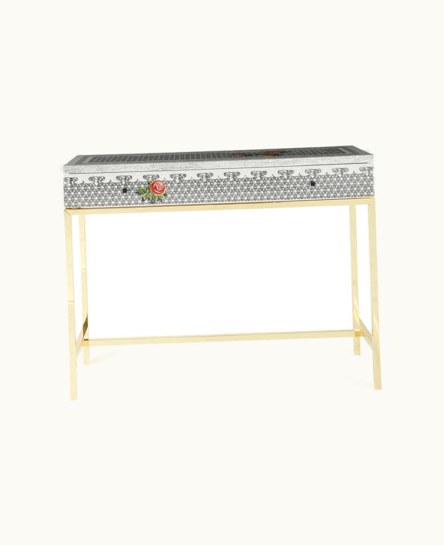 Fornasetti Fornasetti Console With Drawer Musciarabia Con Rose In Multicolour