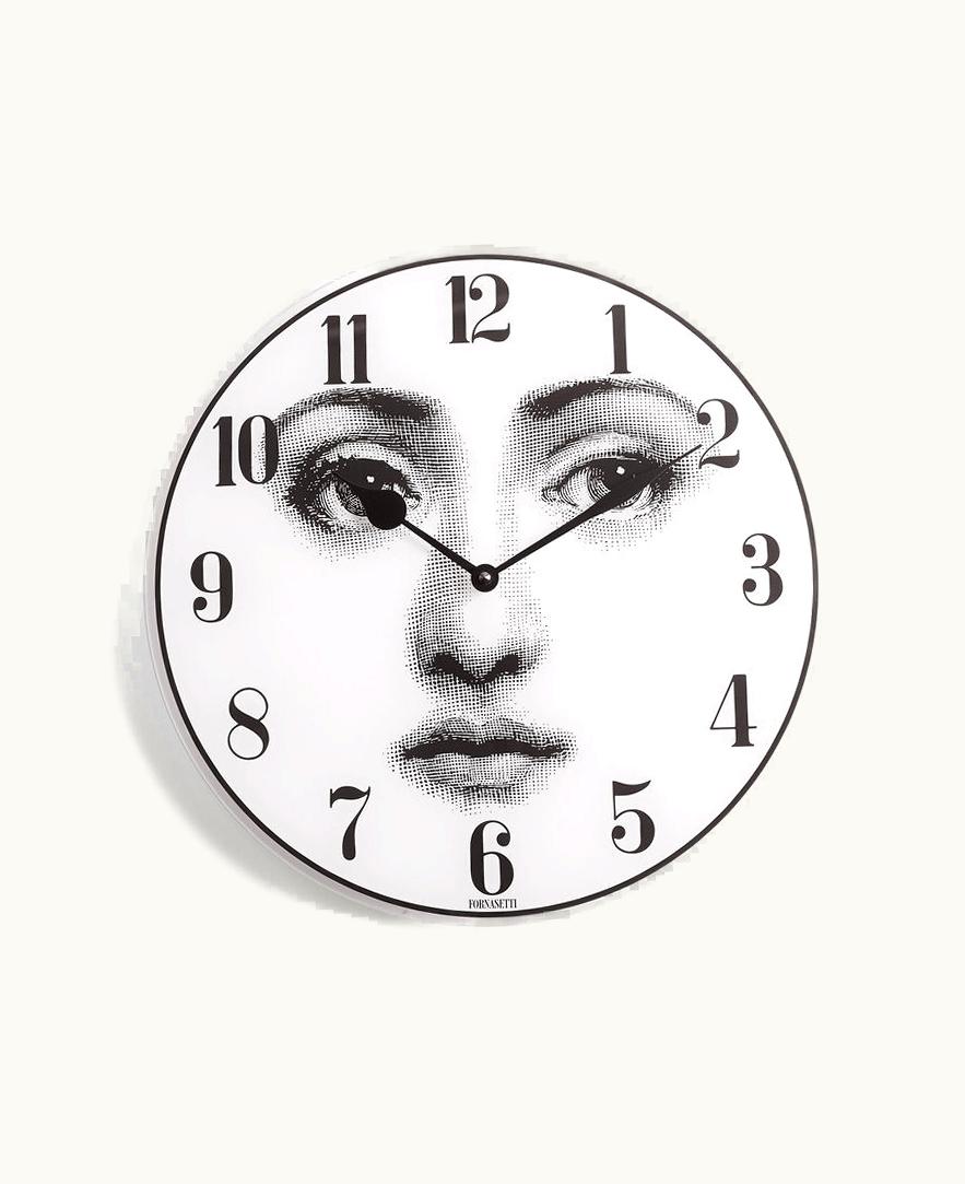 Fornasetti Fornasetti Wall Clock Viso In White / Black