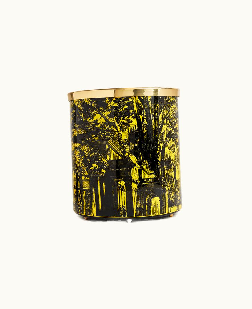 Fornasetti Fornasetti Paper Basket Giardino Settecentesco In Black / Yellow