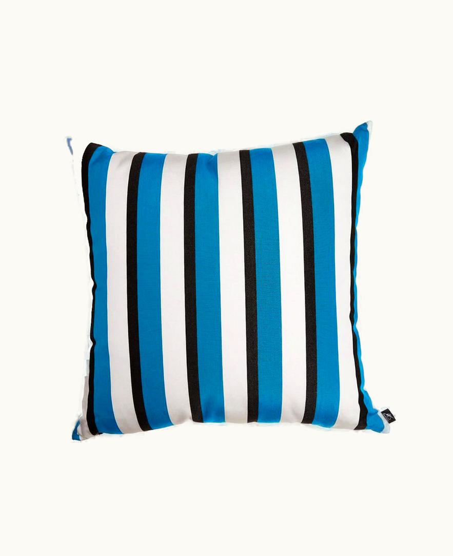 Fornasetti Fornasetti Outdoor Cushion Rigato In Turquoise / White / Black PILL395E60FOR22TUR