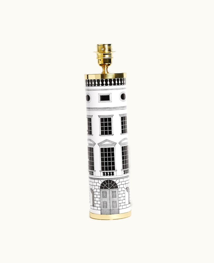 Fornasetti Fornasetti Cylindrical Lamp Base Architettura In White / Black