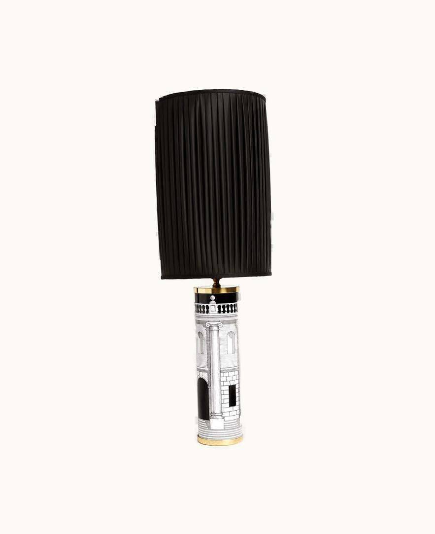 Fornasetti Fornasetti Cylindrical Pleated Lampshade In Black PAR010FOR21NER