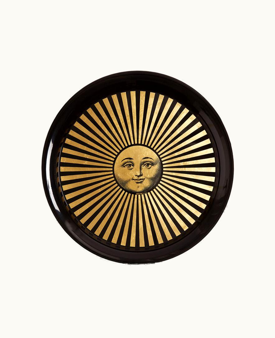 Fornasetti Fornasetti Tray Sole Raggiante In Gold / Black