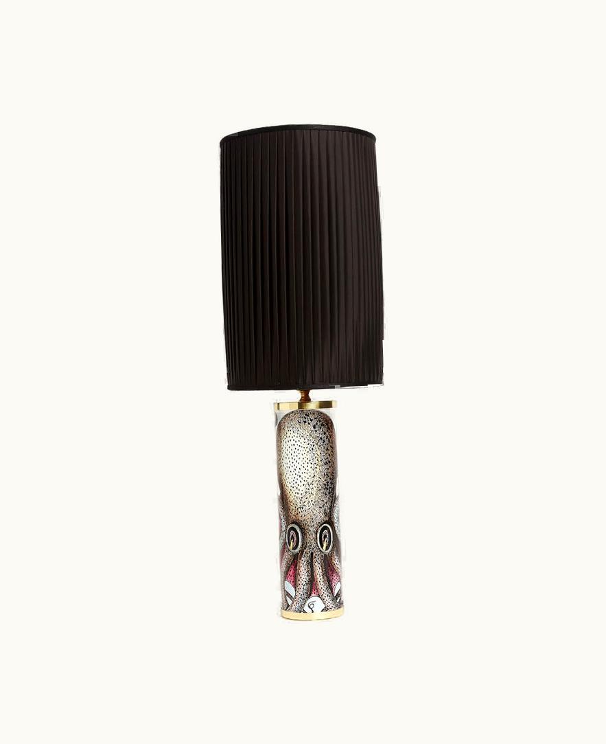 Fornasetti Fornasetti Cylindrical Pleated Lampshade In Black / Yellow
