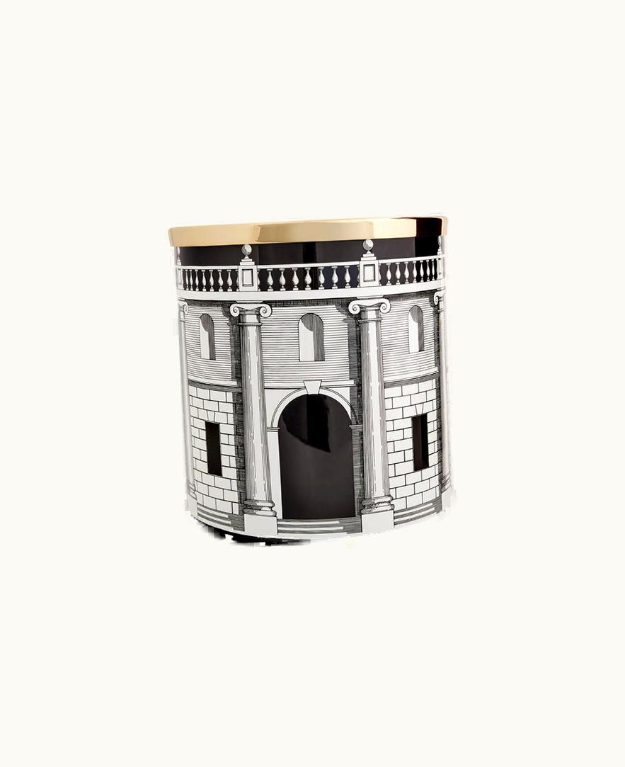 Fornasetti Fornasetti Paper Basket Casa Con Colonne In White / Black