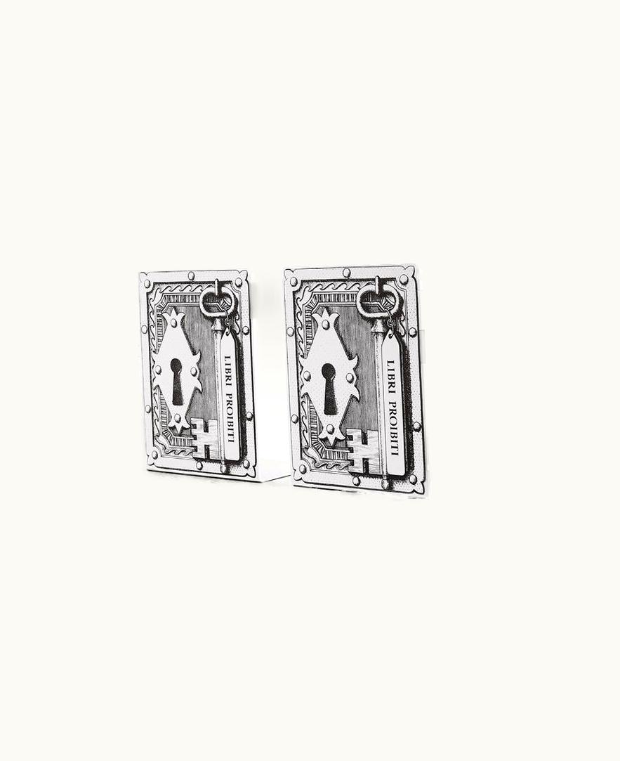 Fornasetti Fornasetti Bookends Libri Proibiti In White / Black