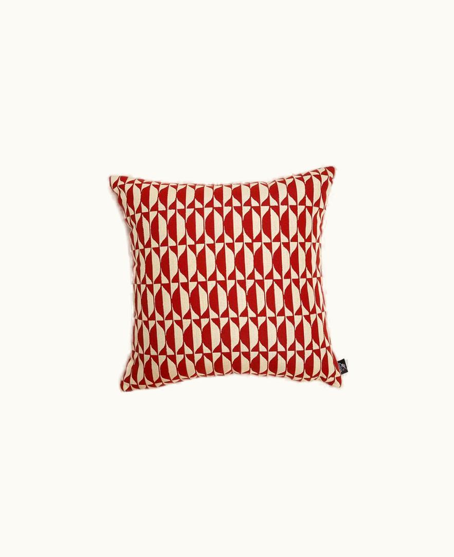 Fornasetti Fornasetti Outdoor Cushion Losanghe In Rust / Ecru PILL056E40FOR22RUG