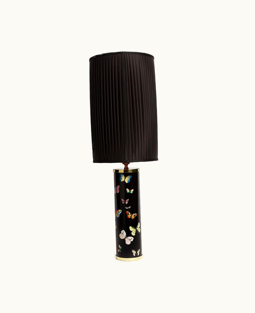 Fornasetti Fornasetti Cylindrical Pleated Lampshade In Black PAR012FOR21NER