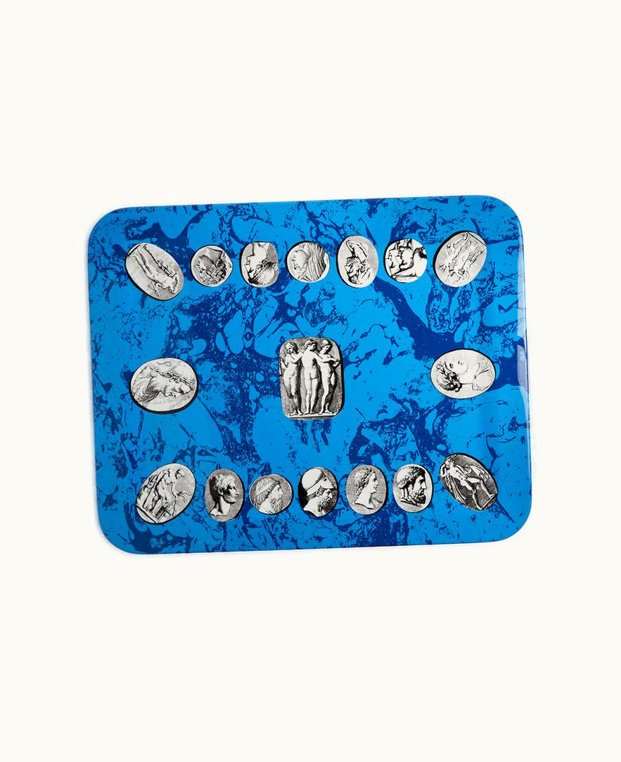 Fornasetti Fornasetti Tray Cammei In White / Black / Azzurro