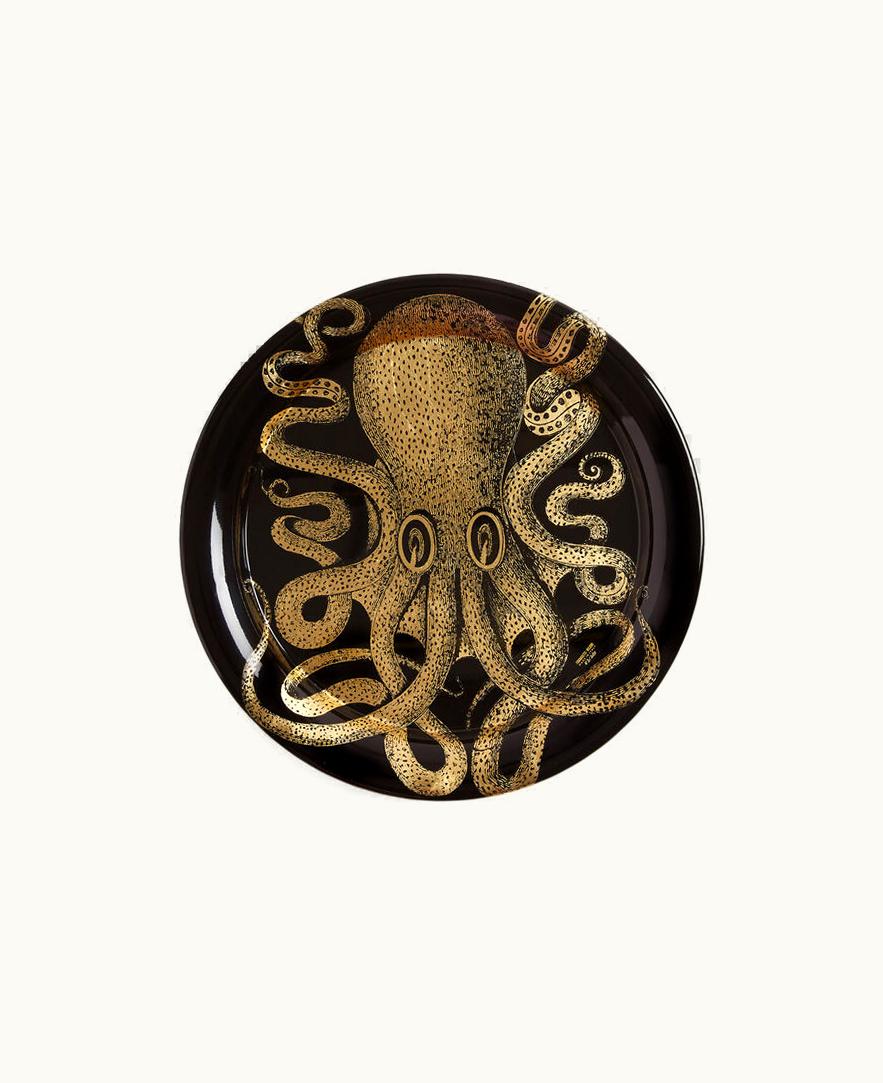 Fornasetti Fornasetti Tray Polipo In Gold / Black C26Z202FOR21NER
