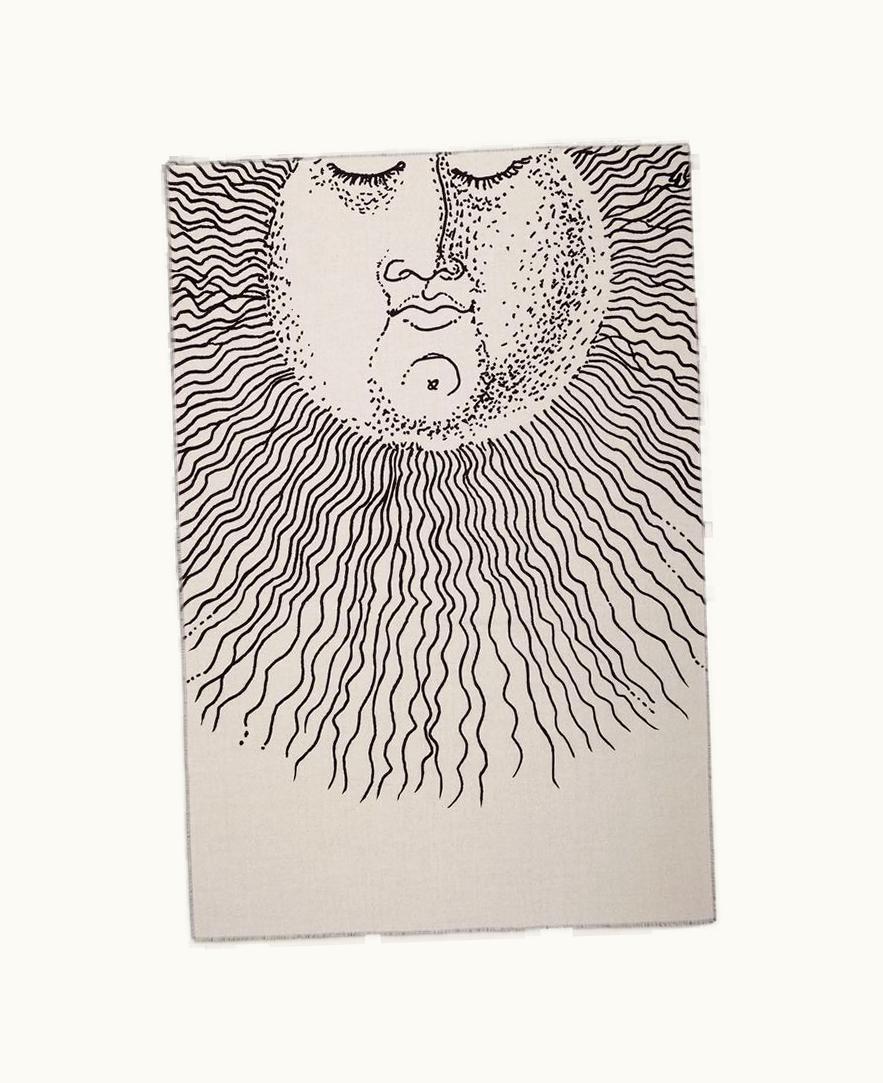 Fornasetti Fornasetti Wool Plaid With Black And White Sun Decor