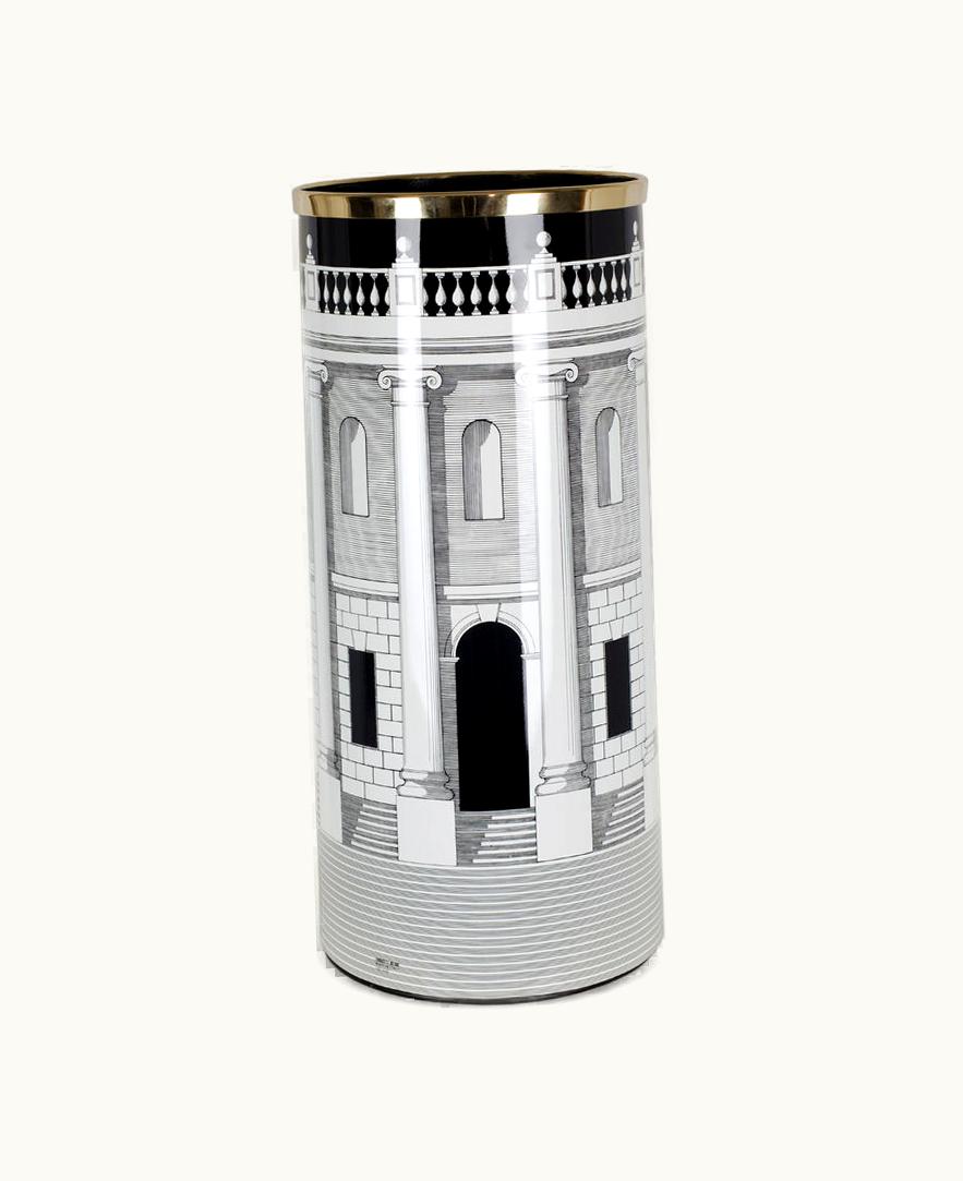 Fornasetti Fornasetti Umbrella Stand Casa Con Colonne In White / Black / Gold