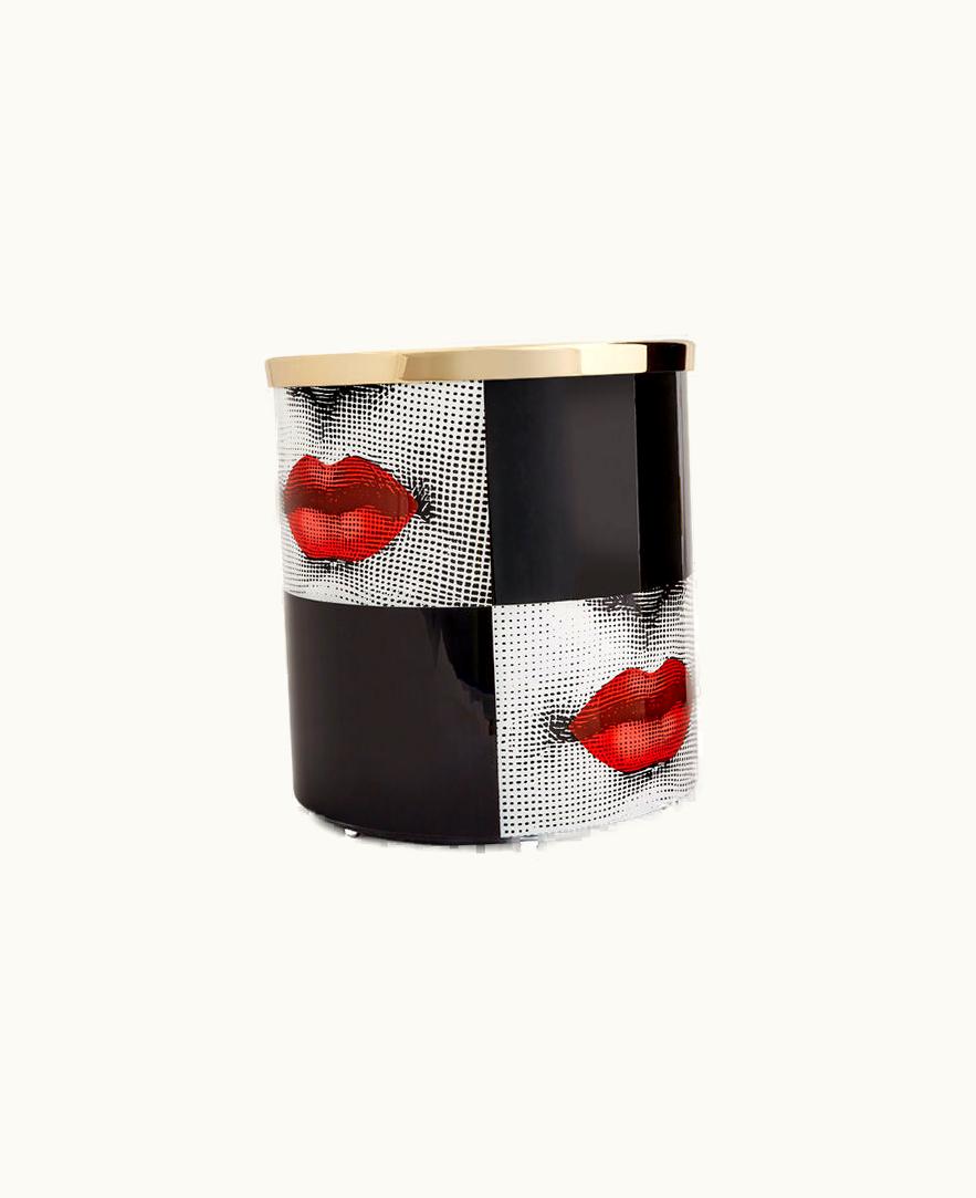 Fornasetti Fornasetti Paper Basket Kiss In White / Black / Red