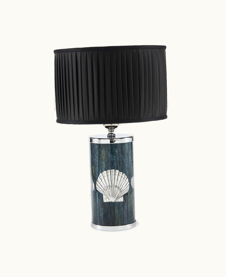 Fornasetti Fornasetti Cylindrical Lampshade In Pleated Fabric In Black