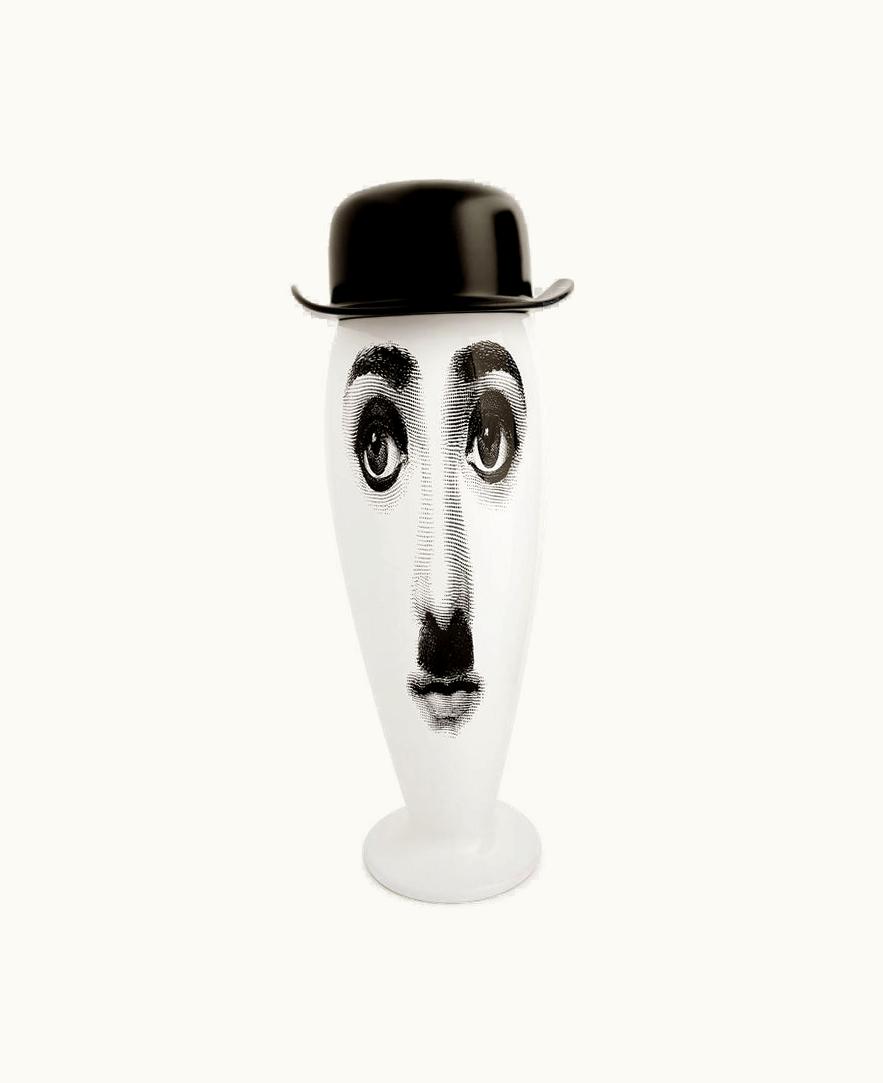 Fornasetti Fornasetti Vase Smilzo Charlot In White / Black
