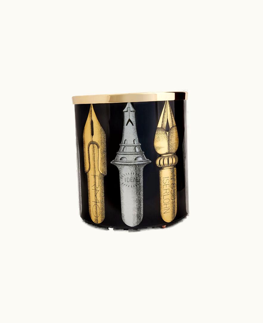 Fornasetti Fornasetti Paper Basket Pennini In Gold / Silver / Black