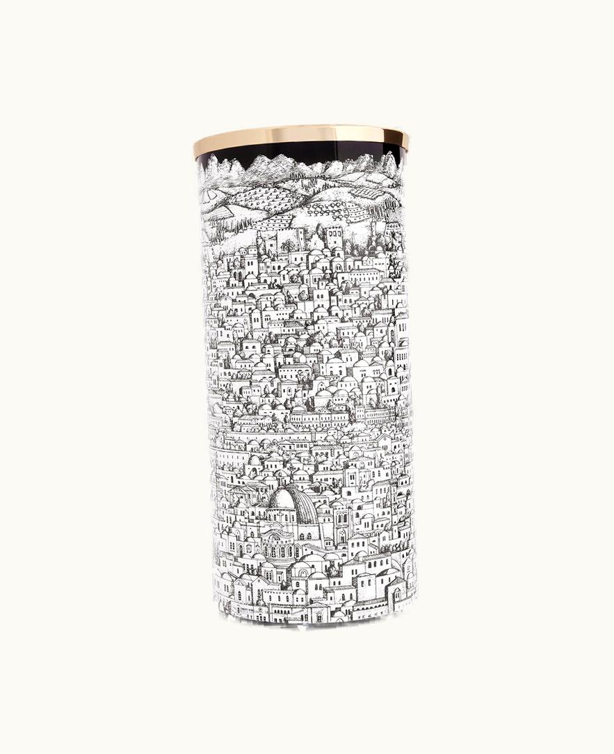 Fornasetti Fornasetti Umbrella Stand Gerusalemme In White / Black