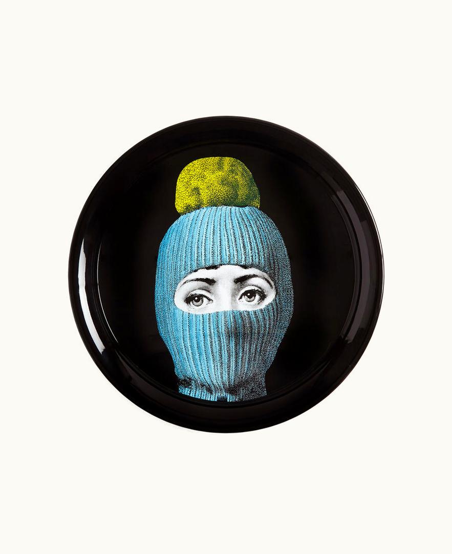 Fornasetti Fornasetti Tray Lux Gstaad In Light Blue / Yellow / Black