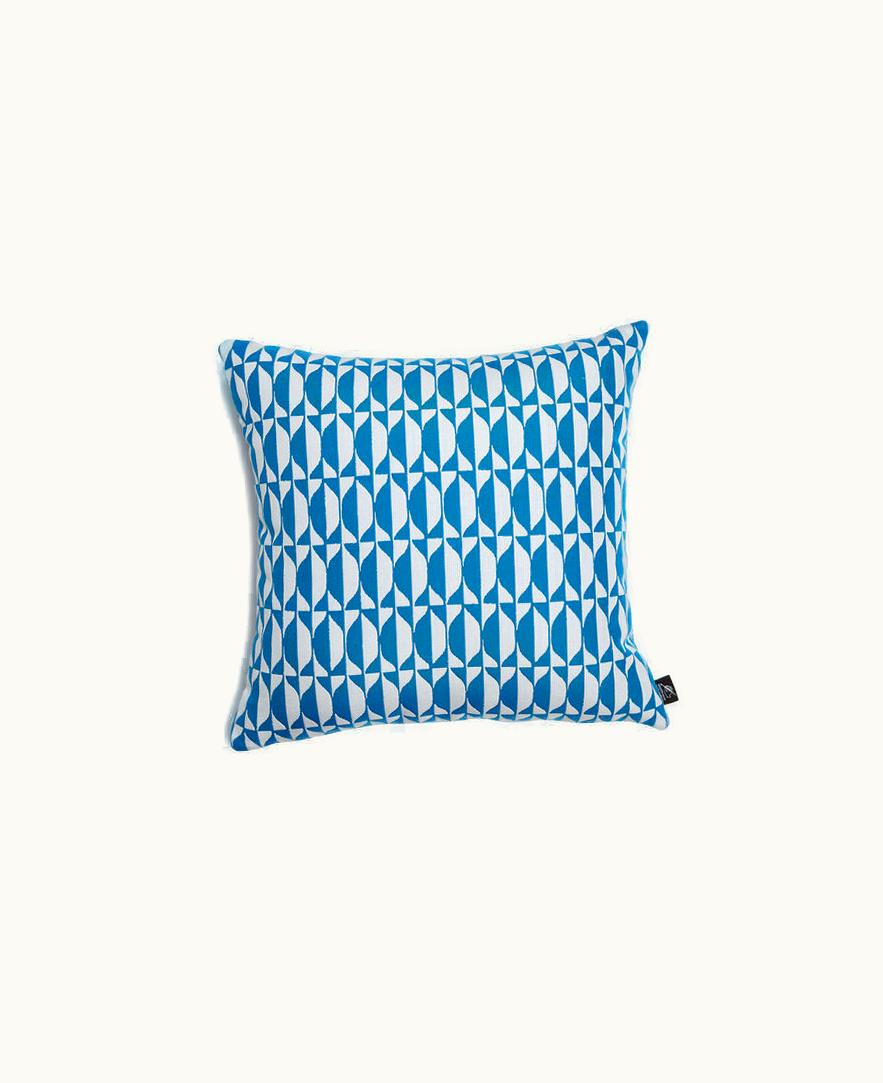 Fornasetti Fornasetti Outdoor Cushion Losanghe In Turquoise / White PILL057E40FOR22TUR